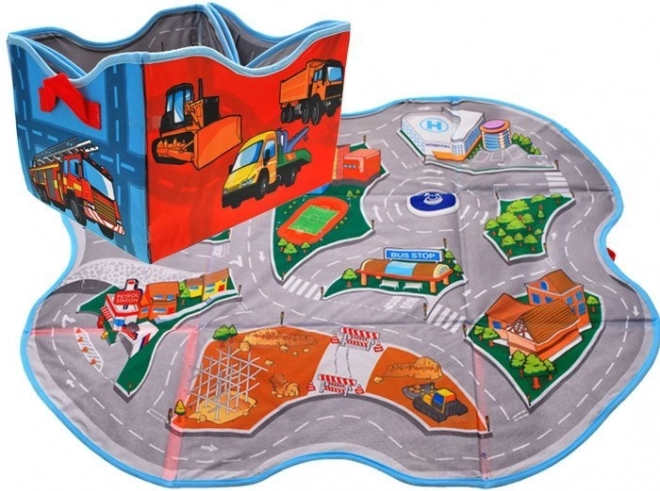 sammenklappelig opbevaringsboks til legetøj 2-i-1 med legeområde by, 78 × 70,5 cm