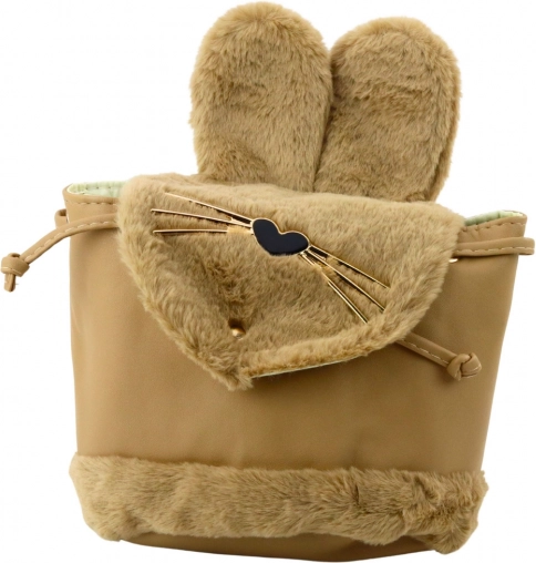 Børneplys-rygsæk med justerbar rem beige 22 cm 4 L