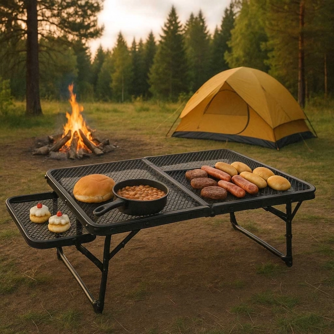 Sammenklappeligt campingbord med aluminiumskonstruktion