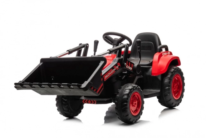 Børnerød traktor med genopladeligt batteri og skovl