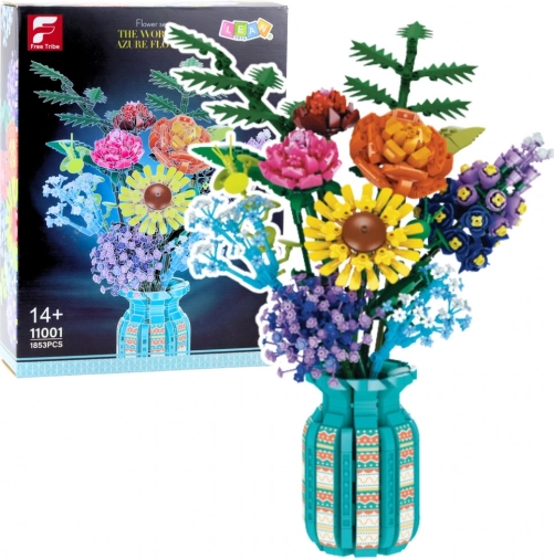 Byggesæt blomsterbuket i vase, 1853 dele