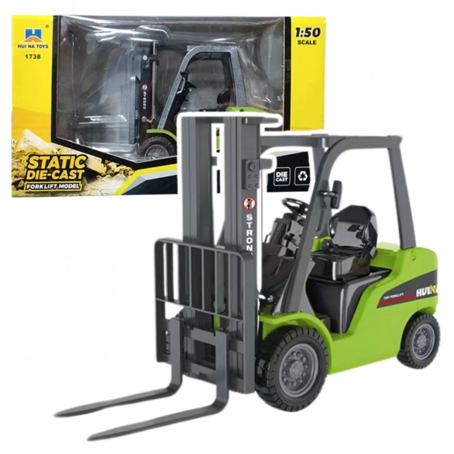 Huina grøn metal gaffeltruck 1:50
