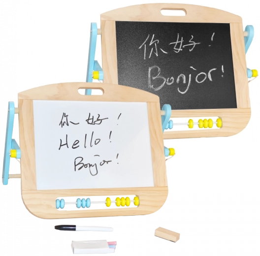 2Kids Toys magnetisk dobbeltsidet bordtavle med kugleramme