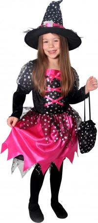 Børnekostume Heks Sort-Rosa med Stjerner
