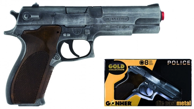 Politipistol Gold samling sølvmetal 8 skud