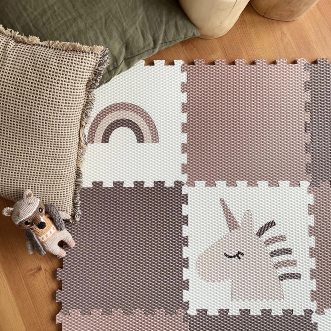 Minideckfloor gulv 9 dele - enhjørning og regnbuer