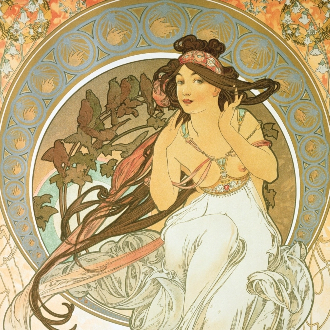 Notekalender Alfons Mucha 2025, 30 × 30 cm