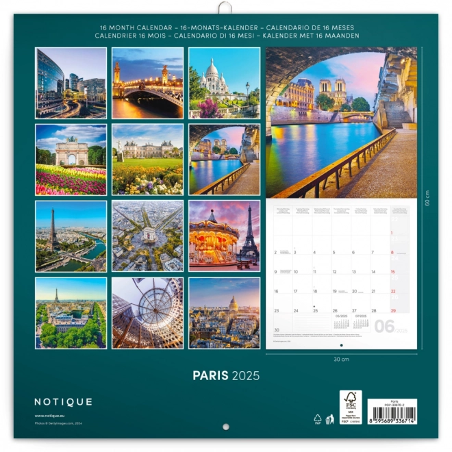 NOTIQUE Note kalender Paris 2025, 30 x 30 cm