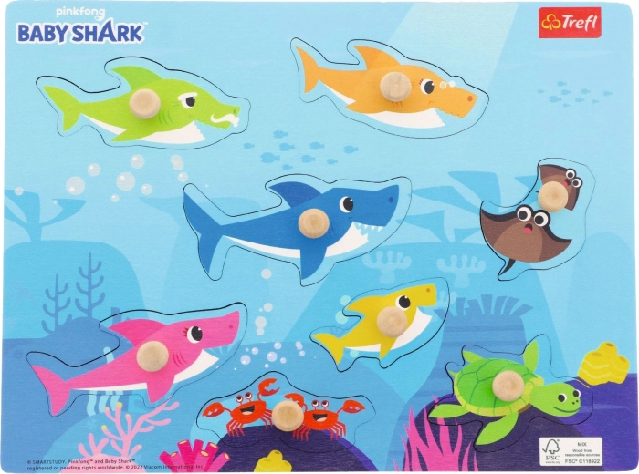 Træpuslespil Baby Shark – 8 brikker