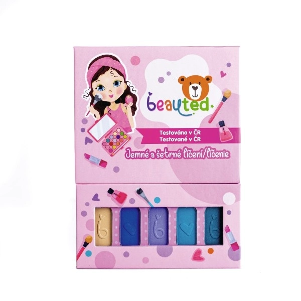 Børnesæt sminket beauted palette med spejl med magnetisk lukning 11x14,5x1cm i folie