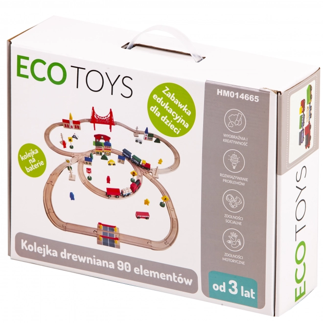 Træjernbane på batteri 90 elementer Ecotoys