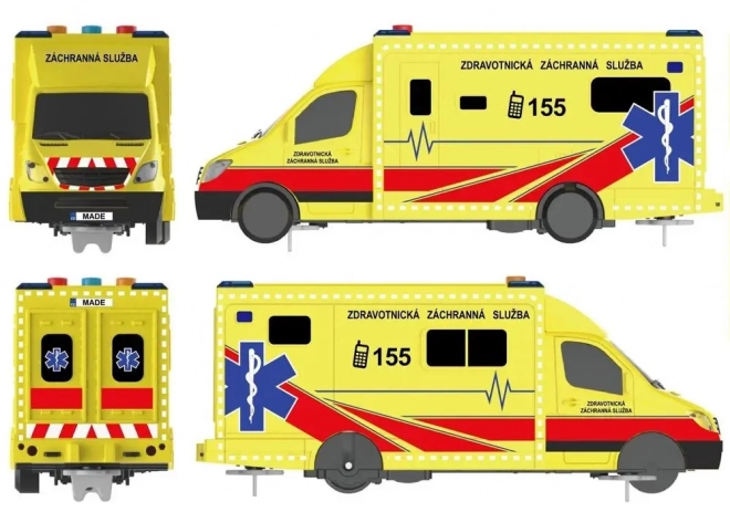 Ambulance med inertisystem, lyseffekter og lydeffekter