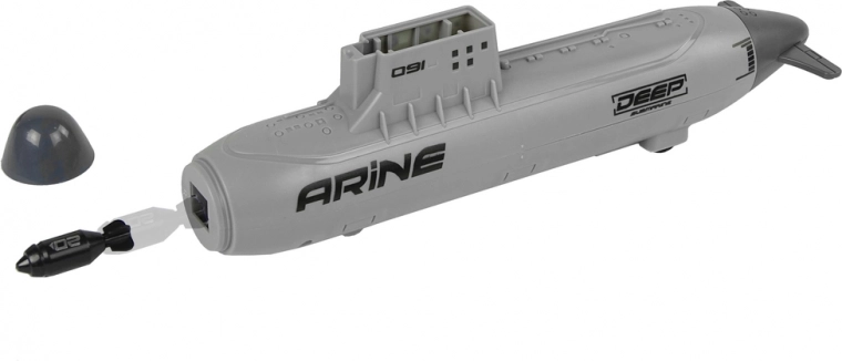 Ubåd med affyringsmekanisme og hjul