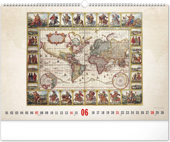 Vægkalender Gamle kort 2026