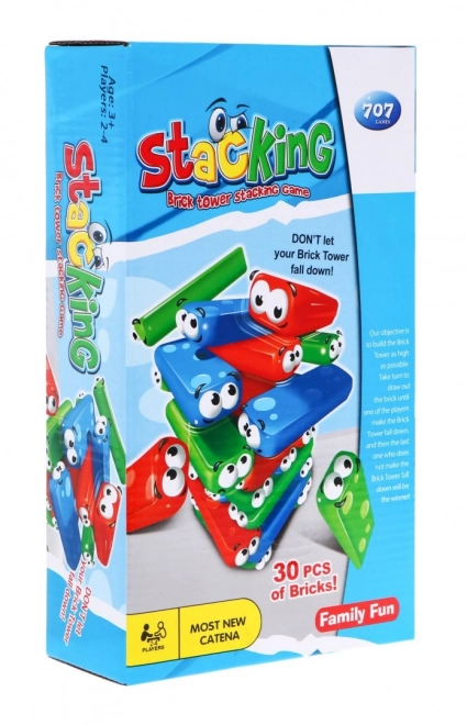 Mini Arcade Spil Jenga til børn 3+ Byggetårn + 30 farverige klodser + terninger