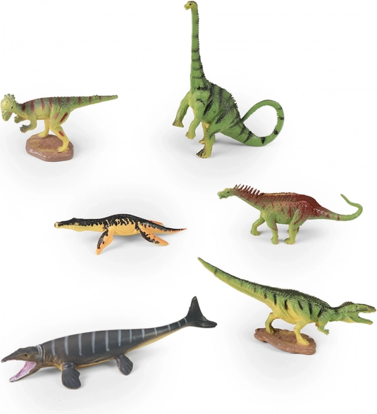 Sæt med 6 dinosaurer i æske