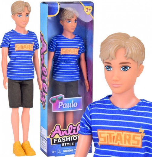 Anlily dukke Paulo i stribet T‑shirt og shorts