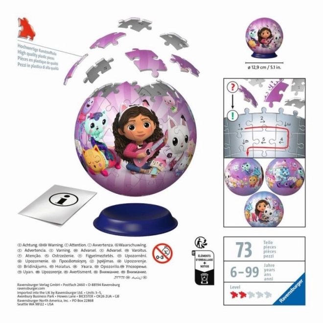 3D puzzleball Gabinins magiske hus 72 dele