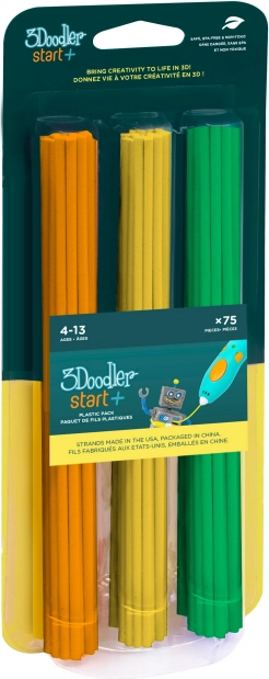 Refiller til 3D‑pen 3DOODLER START+ – sæt med 75 stk., orange, gul og grøn
