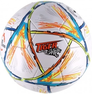 farverig fodbold størrelse 5, syet læder, 23 cm