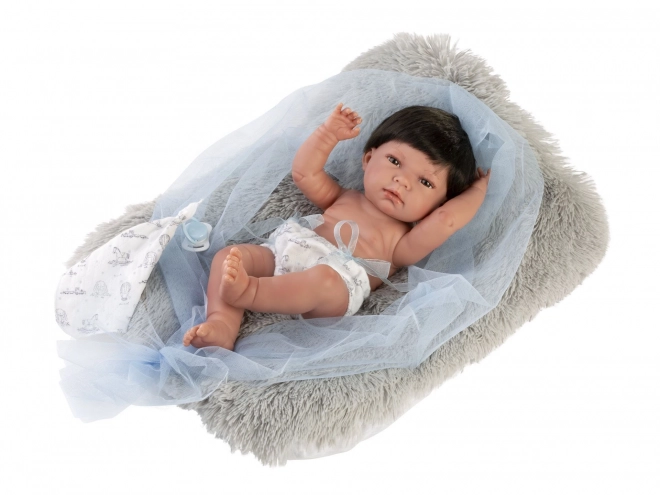 Realistisk dukke baby Llorens New Born Dreng med helt vinylkrop 40 cm