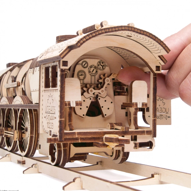 Ugears 3D puslespil - Lokomotiv V-express med vogn 538 dele