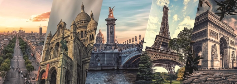Panoramisk puslespil Paris-collage 2000 brikker DINO