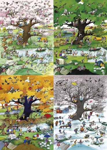 Illustration af Roger Blachon – fire årstider i ét billede