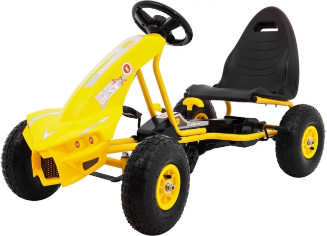 trådbil gokart Champion til børn 3+ gul med oppustelige hjul, justerbart sæde og håndbremse