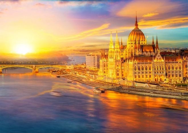 Puslespil Ungarske Parlament ved Solnedgang Budapest 1000 brikker