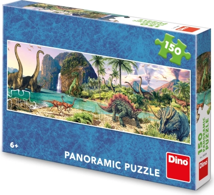 Panoramapuslespil Dino Dinosaurer ved søen 150 brikker