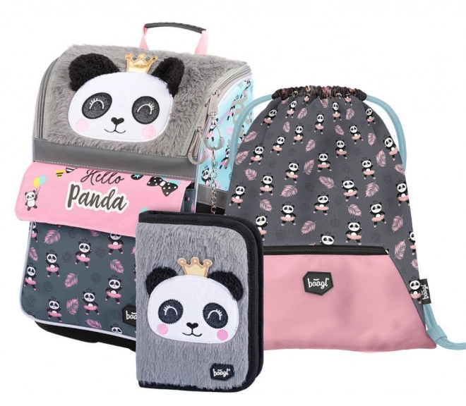 BAAGL SÆT 3 Zippy Panda: skoletaske, penalhus, pose