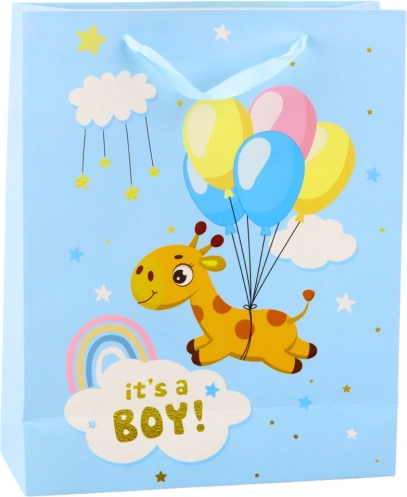 Gavepose It's a Boy giraf blå