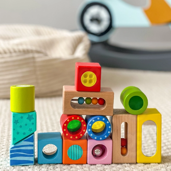Tooky Toy træ multifunktionelle sensoriske klodser