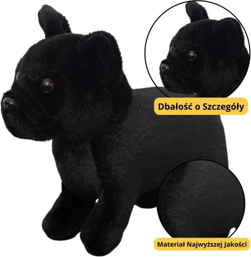 Sort plys hund 19 cm