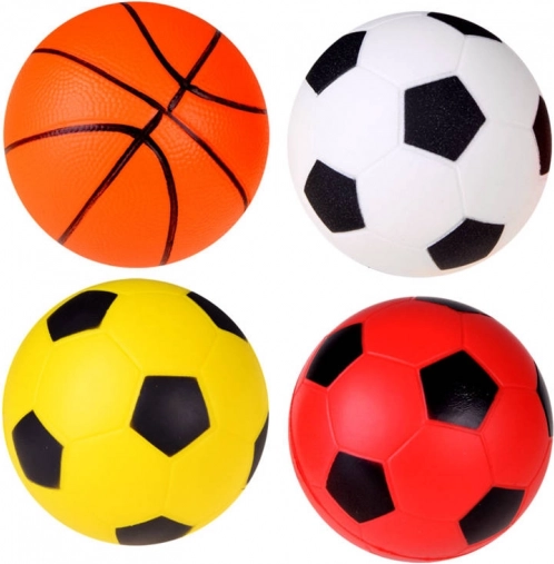 Sæt med 4 skumbolde 10 cm – fodbold og basketball
