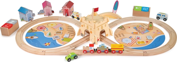Trætogbane BIGJIGS RAIL Kystoprydning, 70 dele