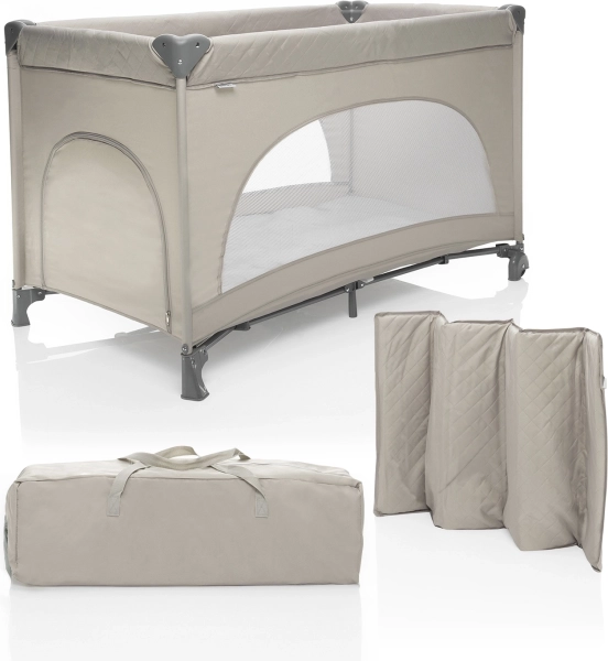 Sammenfoldelig tremmeseng Lely, Sand Beige