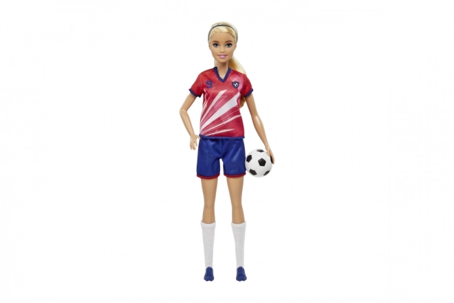 Barbie fodbolddukke i rød uniform