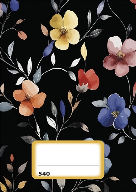 Hæfte A5 ulinjeret med blomsterdesign