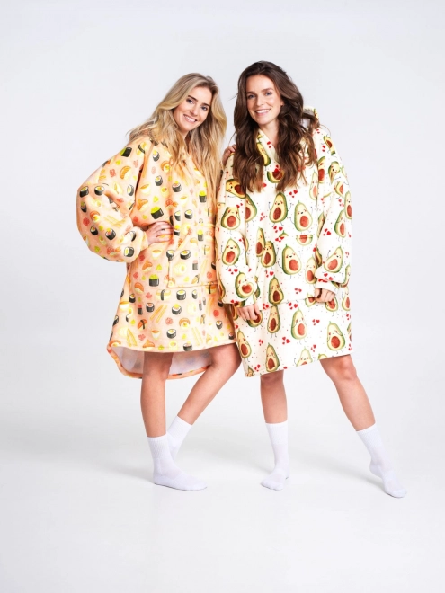 Cozy Noxxiez CH353 Avocado - varm TV-mikinetæppe med hætte til teenagere og voksne
