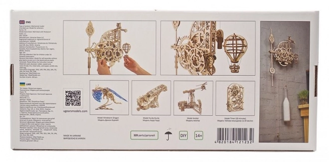 Ugears 3D træ mekaniske puslespil Vægur Aero