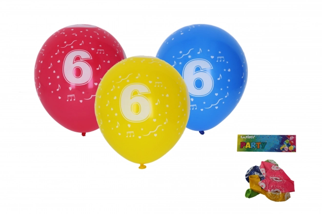 Oppustelig ballon med tallet 6 30 cm - 5 stykker