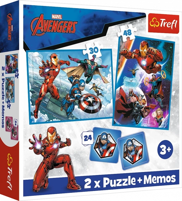 TREFL Sæt 3i1 Avengers: Helte i aktion (2x puslespil + vendespil)
