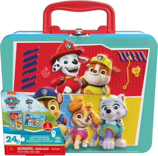 Paw Patrol puslespil i metaldåse 2×24 brikker 3D-effekt