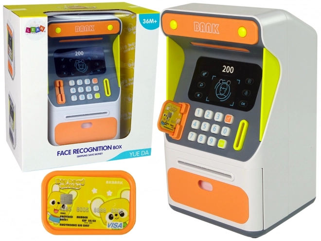 Bankomat Sparegris Sensor ansigtsgenkendelse PIN Opsparing Orange