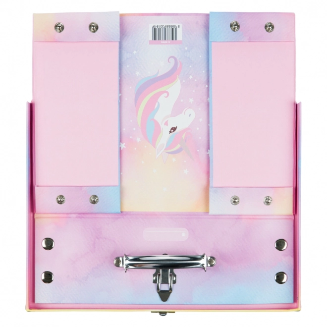 BAAGL Foldbar Skolekuffert Rainbow Unicorn med metalbeslag