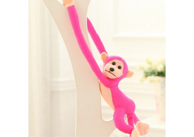 Plys maskot abe med lyd mørk pink 60 cm