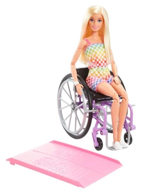 Barbie Model på kørestol i ternet jumpsuit HJT13