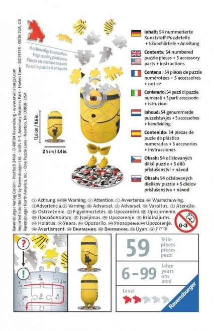 3D puslespil Minions 2: Kung Fu fra Ravensburger, 54 brikker